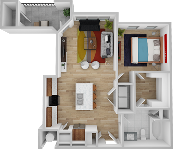 A3 - One Bedroom / One Bath 707 Sq. Ft.*
